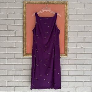 Vintage USA union tag Nicole Miller purple floral embroidered sleeveless dress